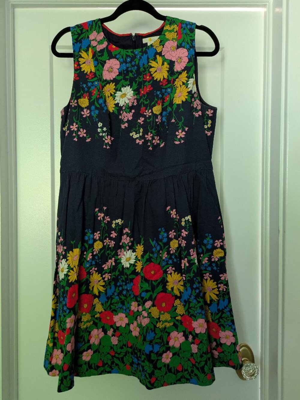 Boden Tara Fit & Flare Dress – Wildflower Meadow Navy – Floral Print - US 10R